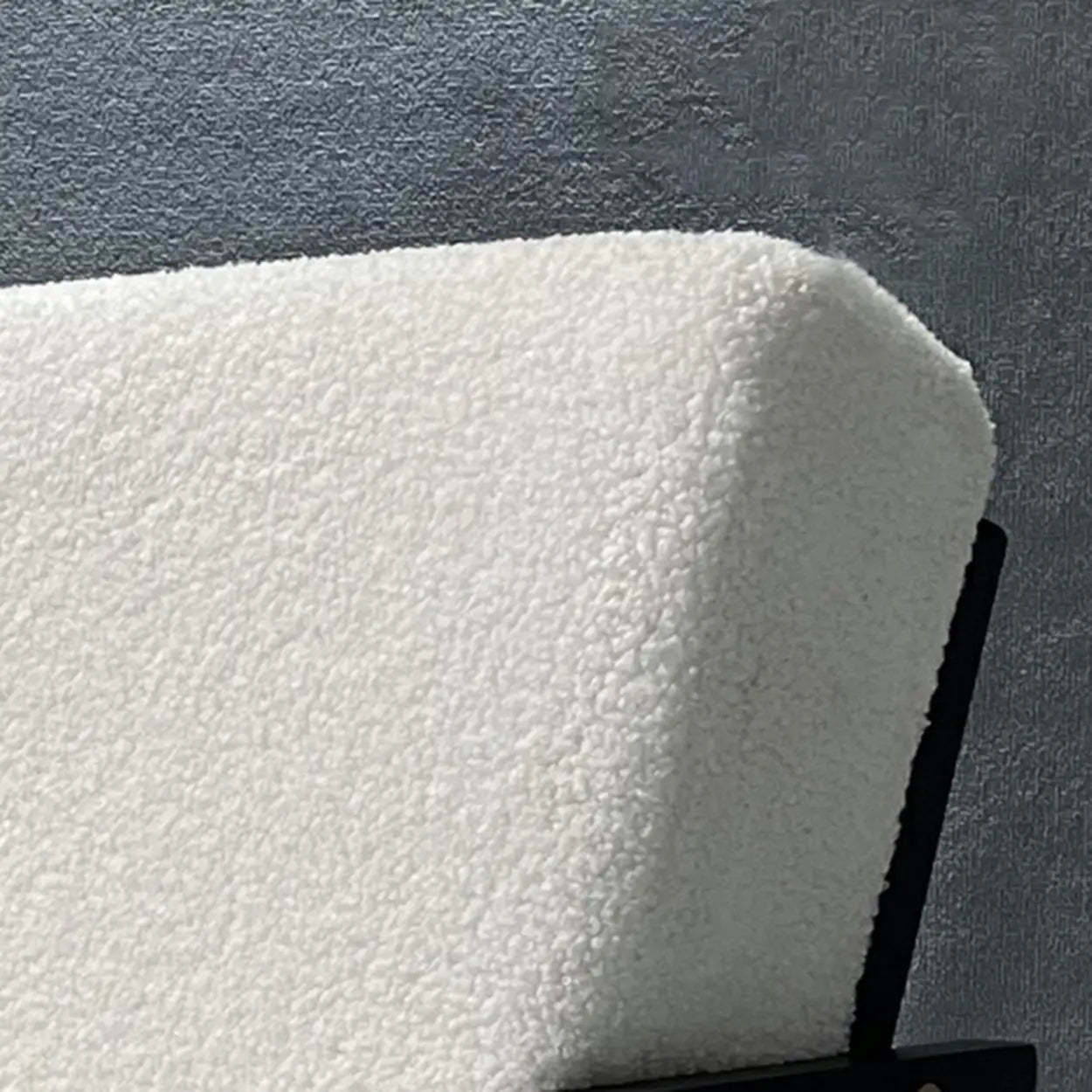 White Mohair Metal Square Arm Sled Arm Chair