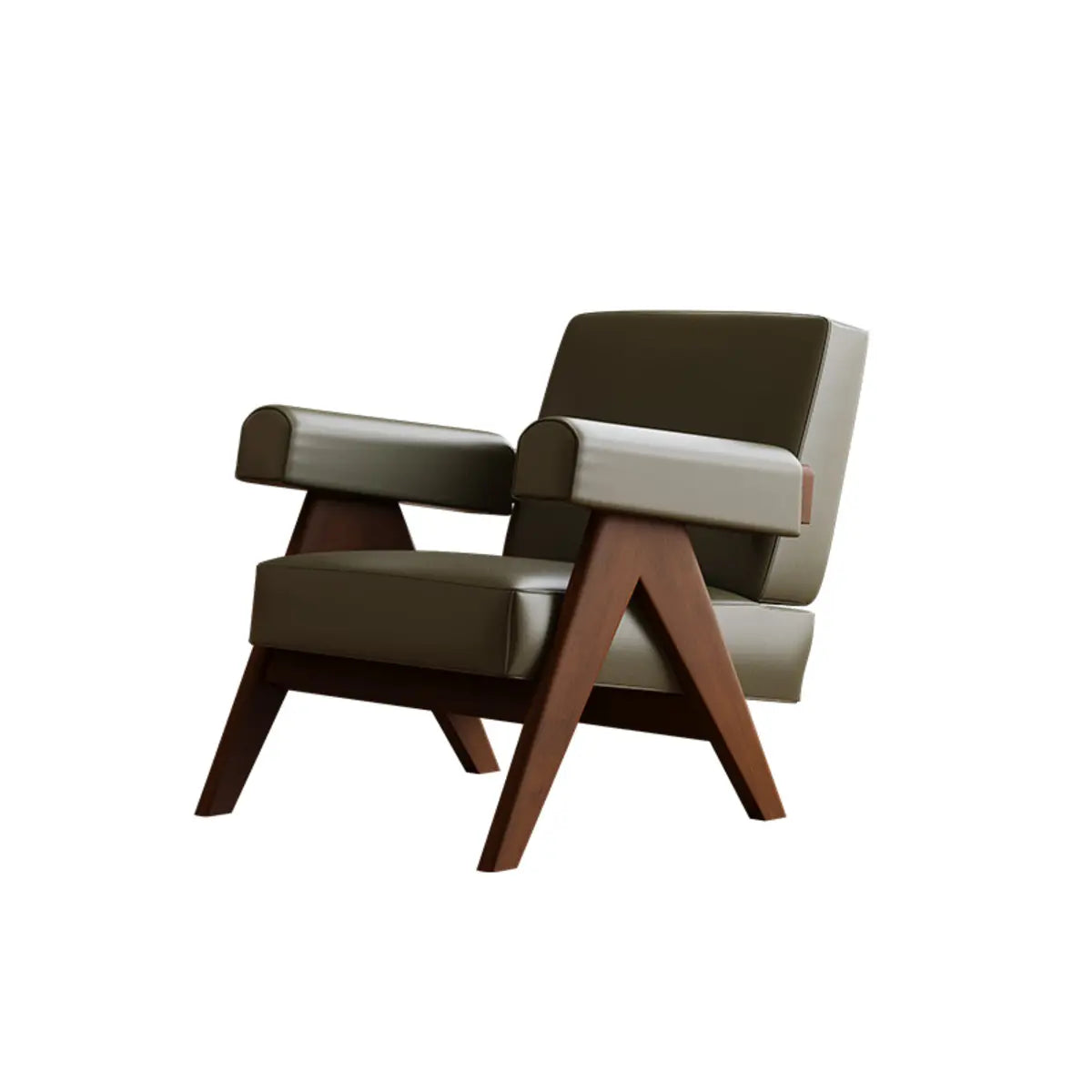 White Mohair Oak Wood Frame Arm Chair