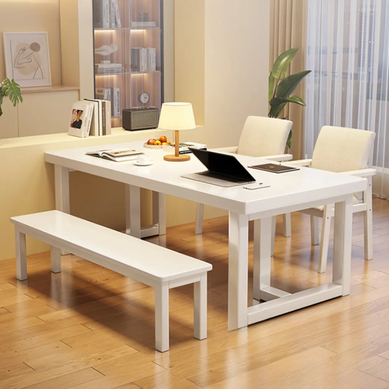 White Multi-Person Wood Writing Desk