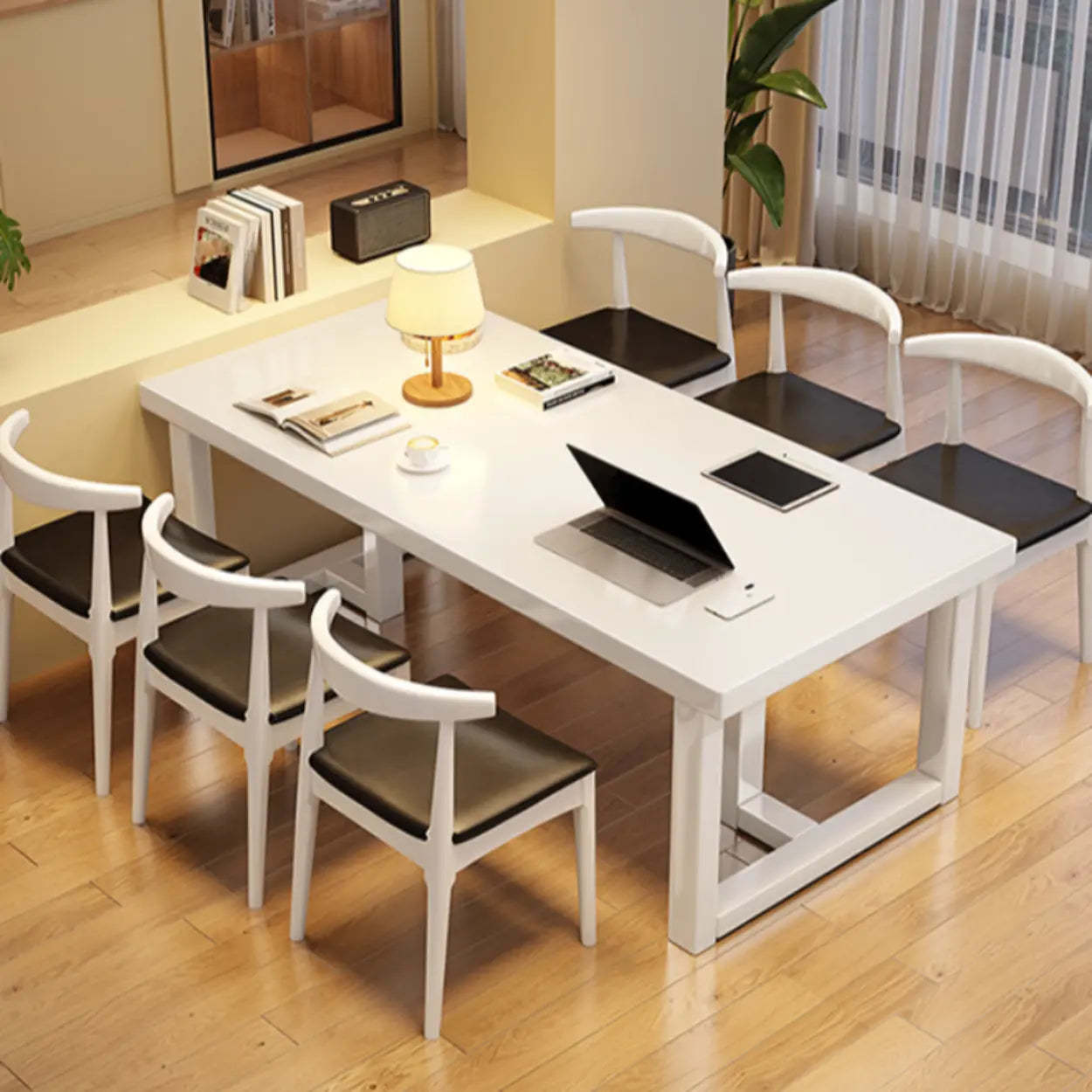 White Multi-Person Wood Writing Desk — Table Only