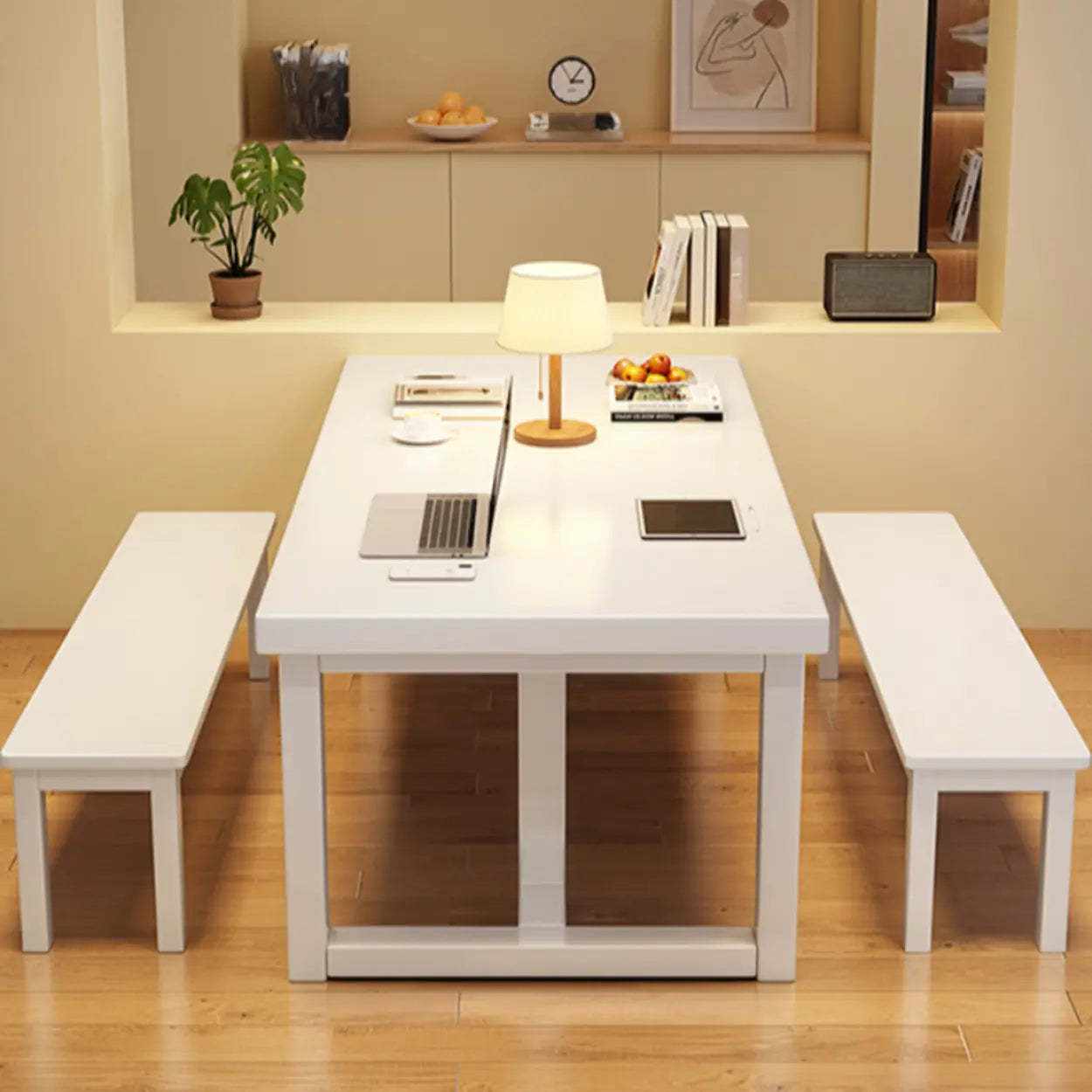 White Multi-Person Wood Writing Desk