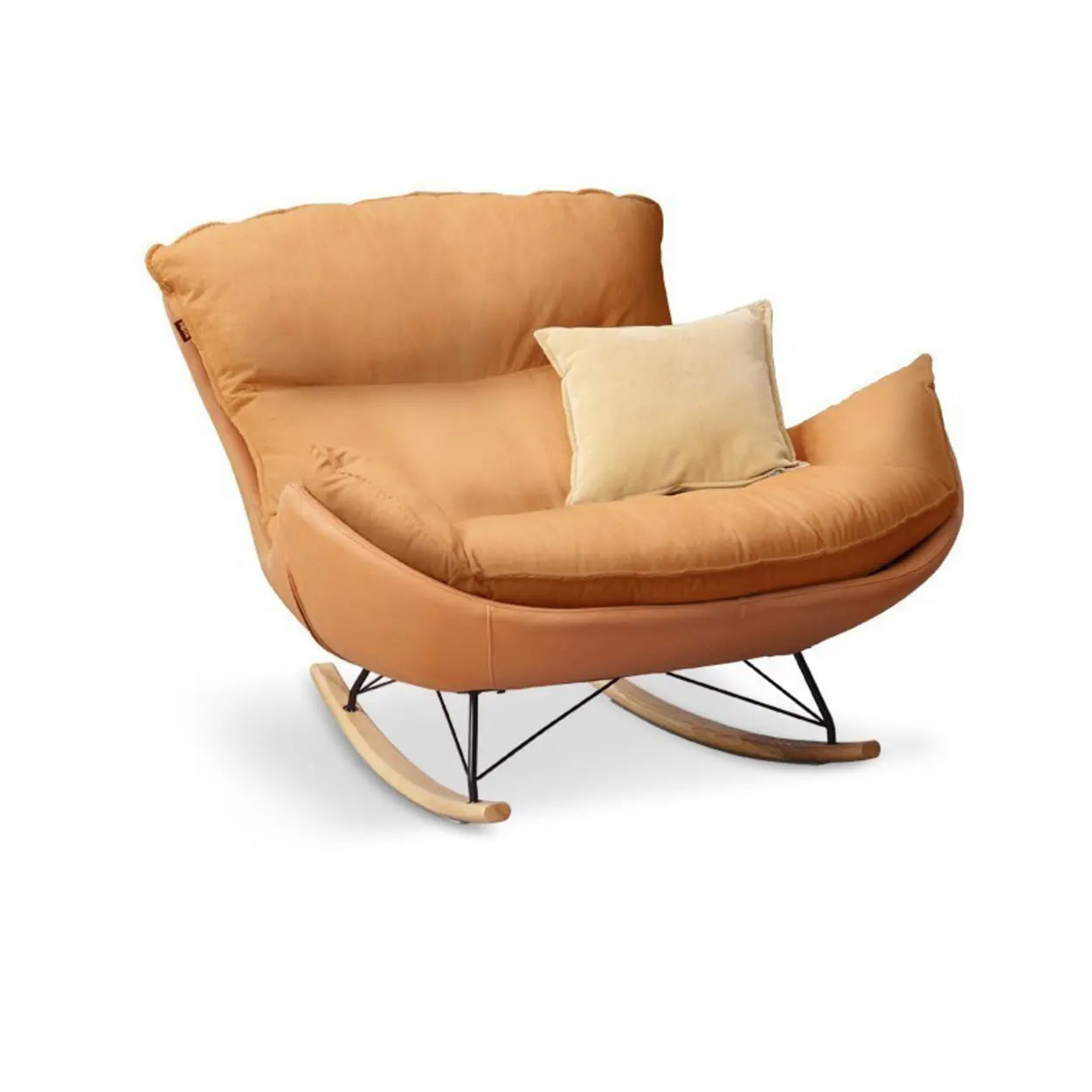 White Orange Scratch-Resistant Rocking Chair