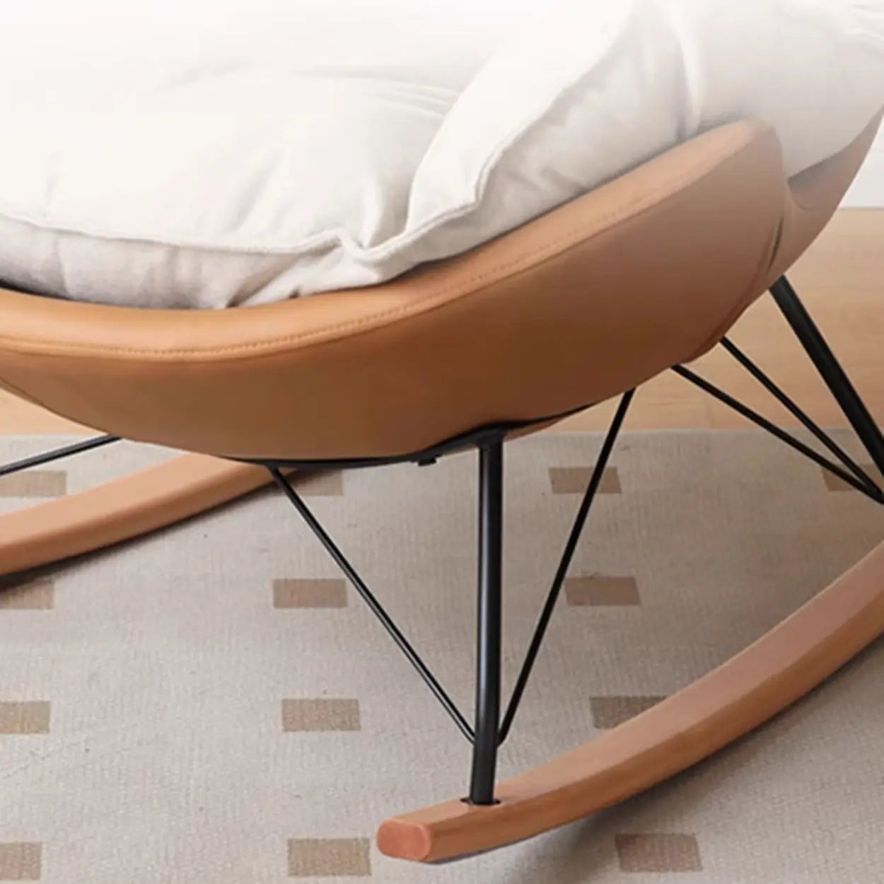 White Orange Scratch-Resistant Rocking Chair