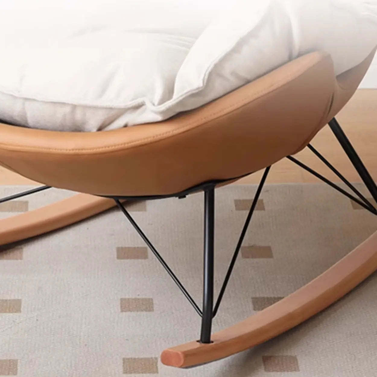 White Orange Scratch-Resistant Rocking Chair