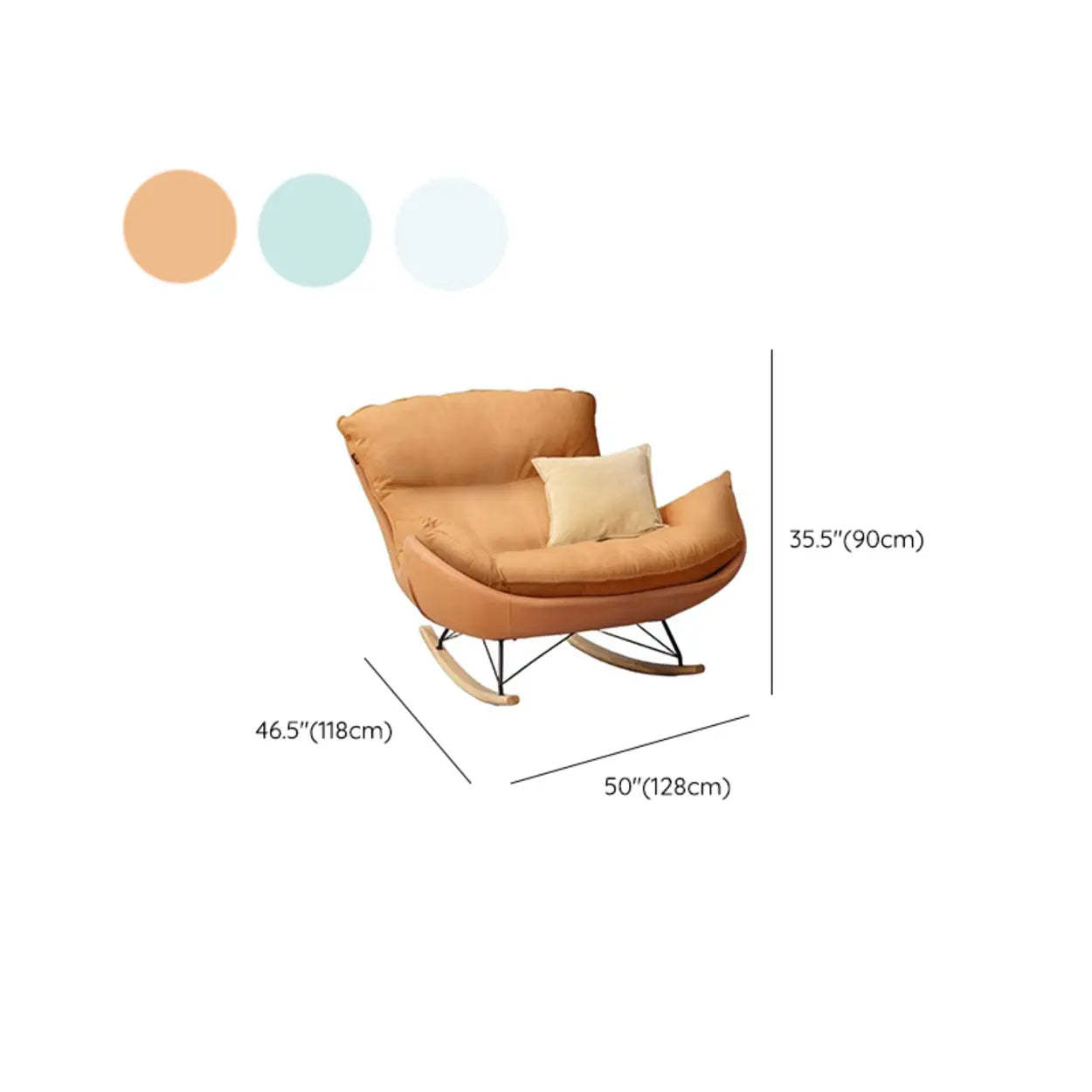 White Orange Scratch-Resistant Rocking Chair
