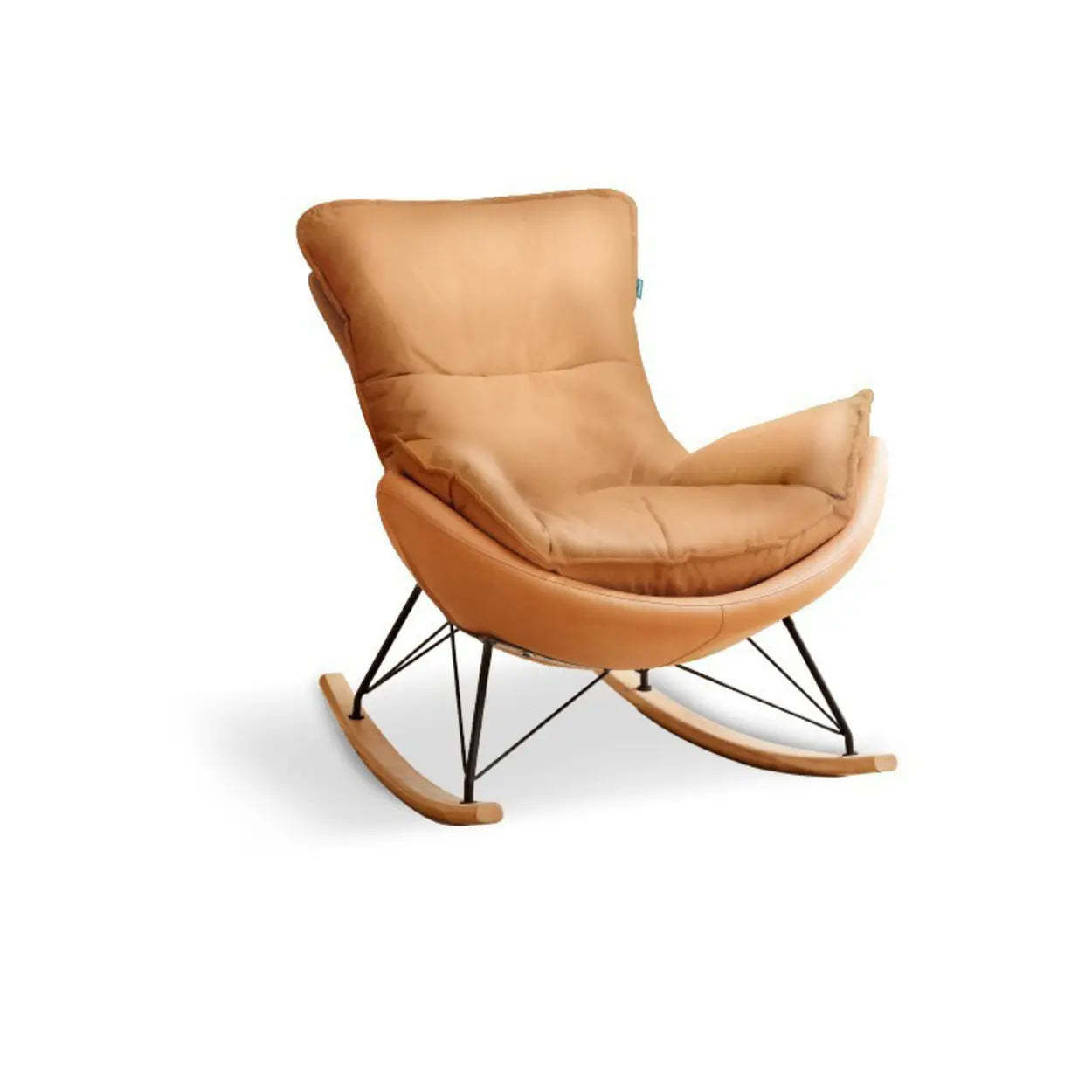 Modern rocking orange white wood rocking chairs — 37" L x 45" W x 37" H
