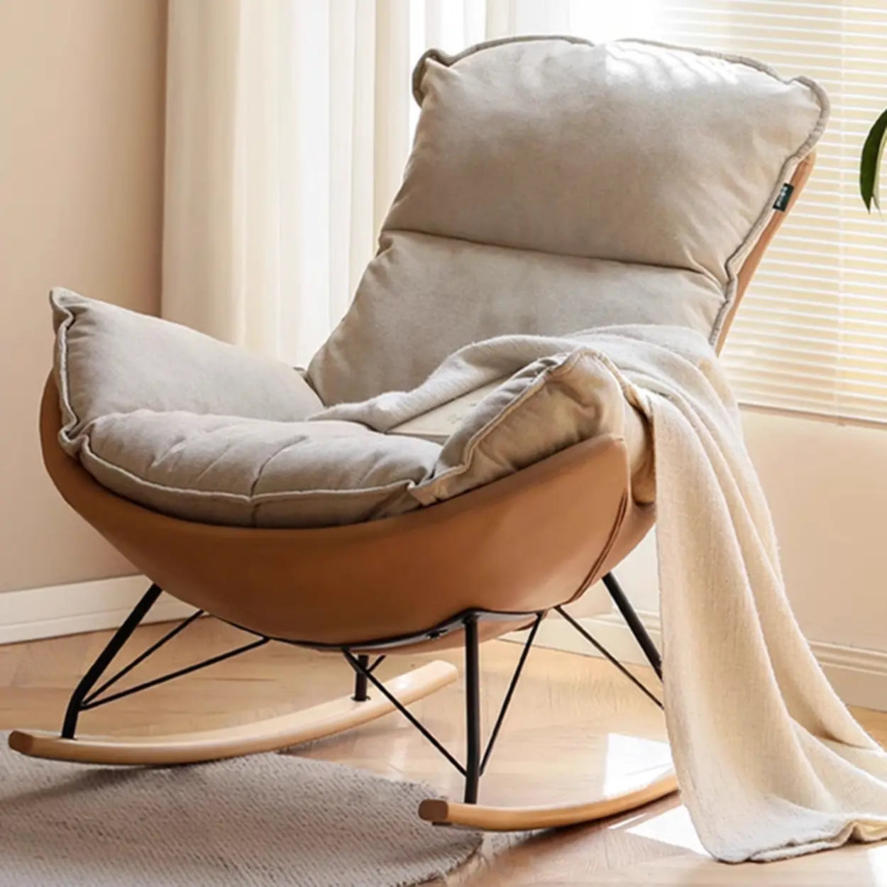 White Orange Scratch-Resistant Rocking Chair — Orange