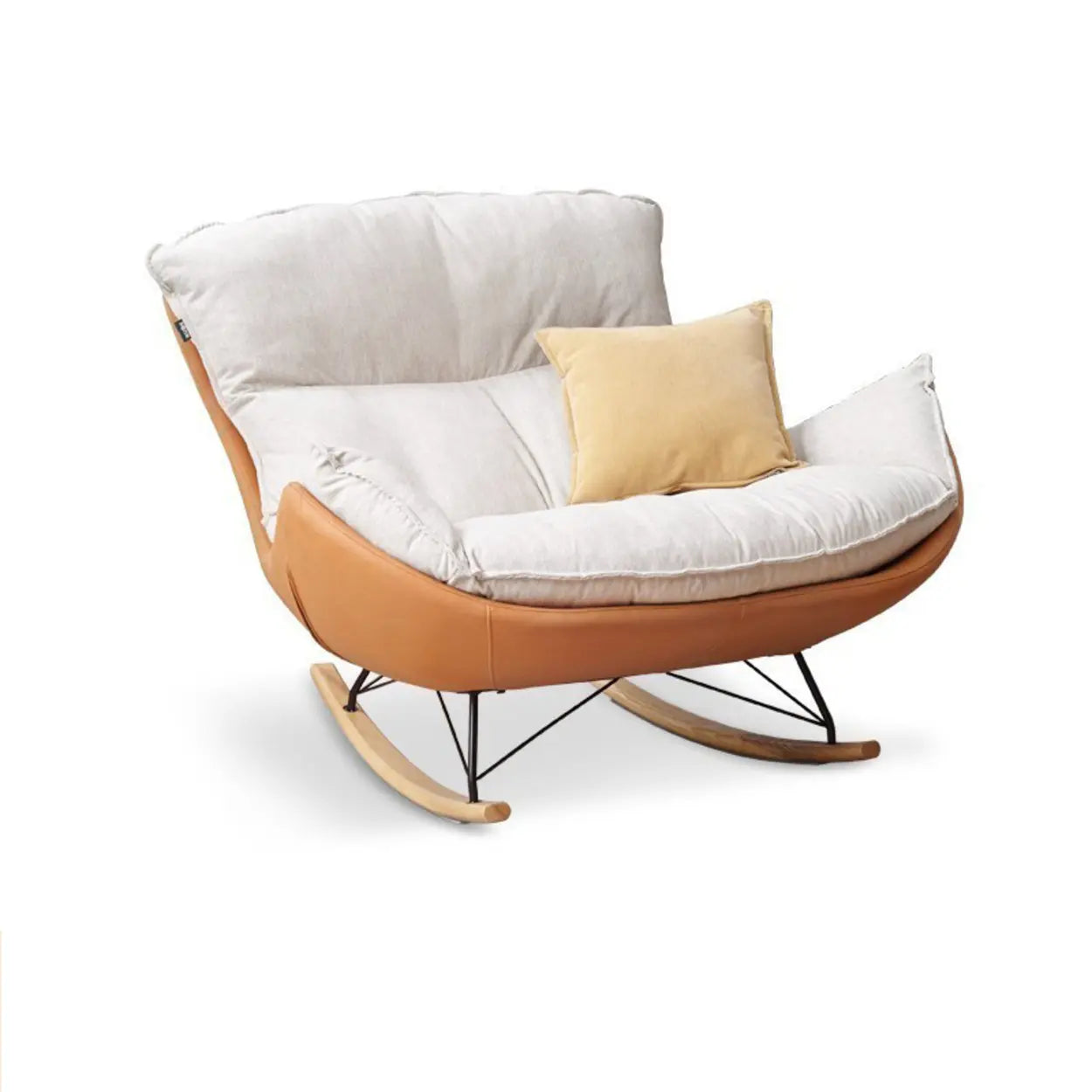 White Orange Scratch-Resistant Rocking Chair