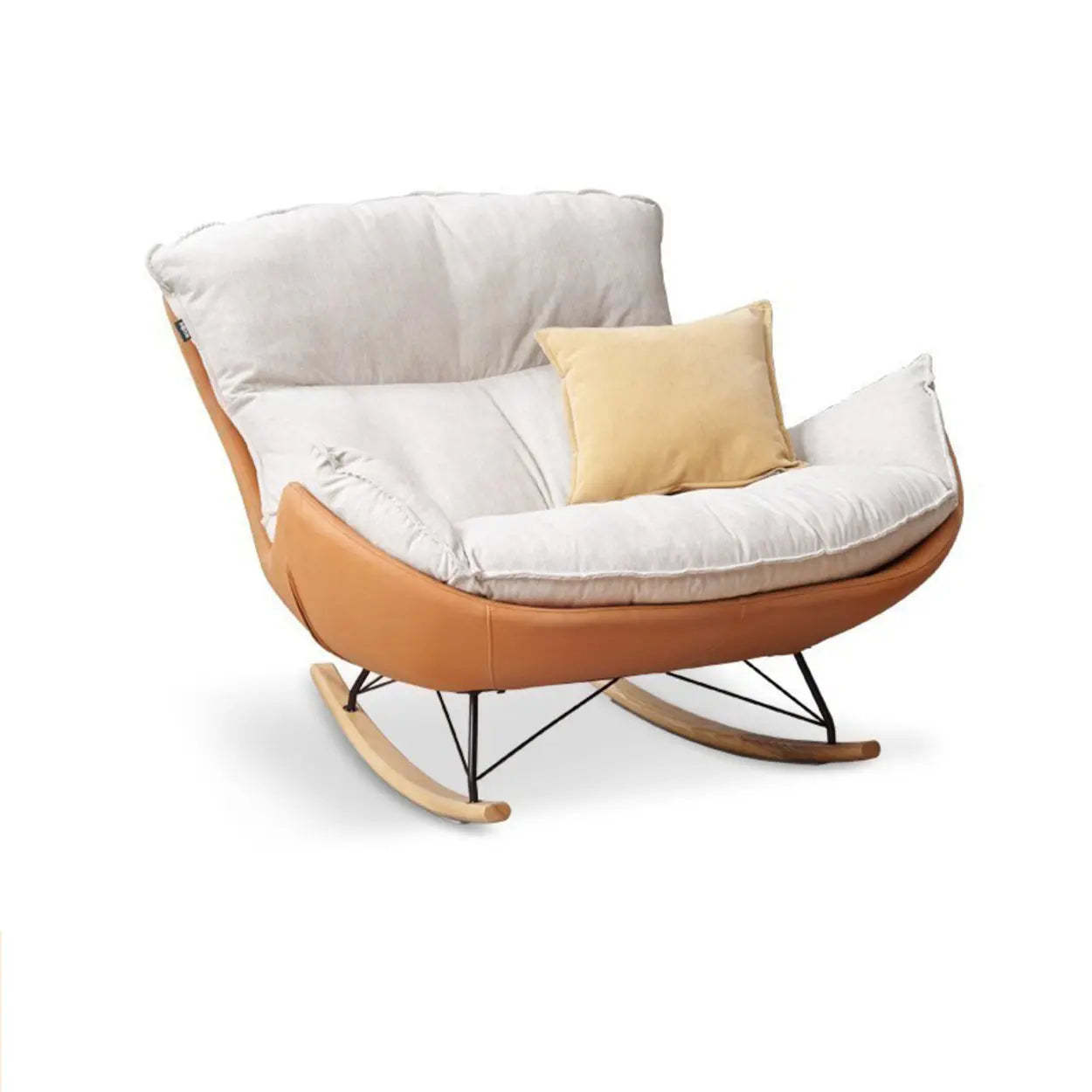 White Orange Scratch-Resistant Rocking Chair