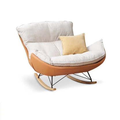 White Orange Scratch-Resistant Rocking Chair