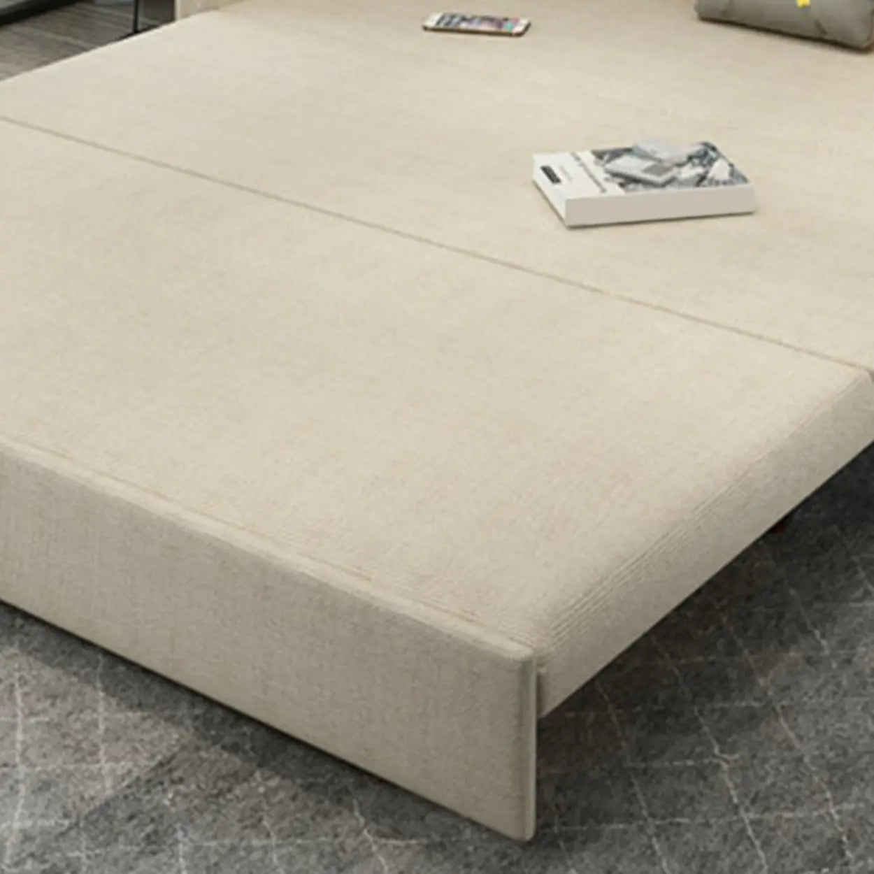White Recessed-Arm Sleeper Sofa with Slipcover — Sponge
