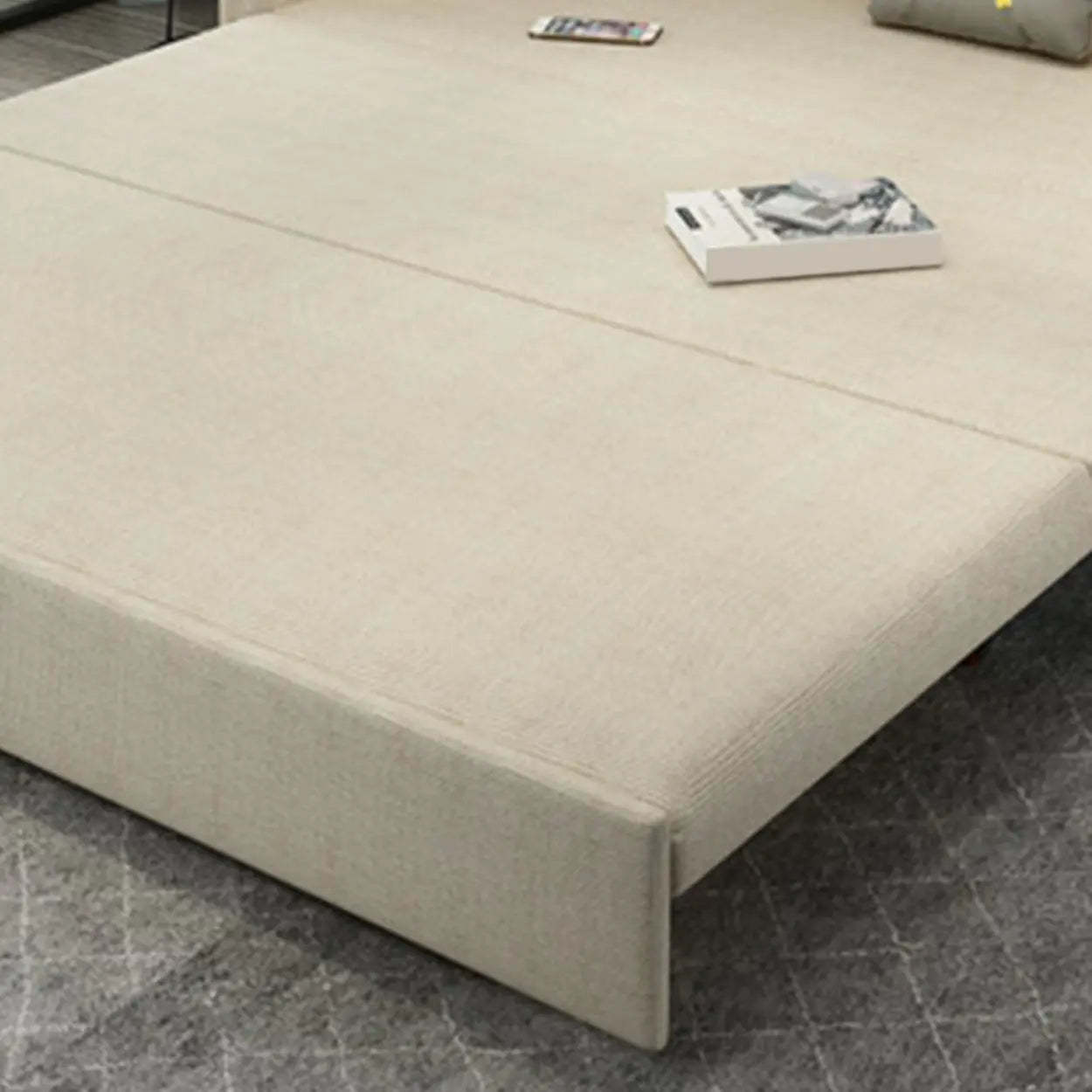 White Recessed-Arm Sleeper Sofa with Slipcover — Sponge