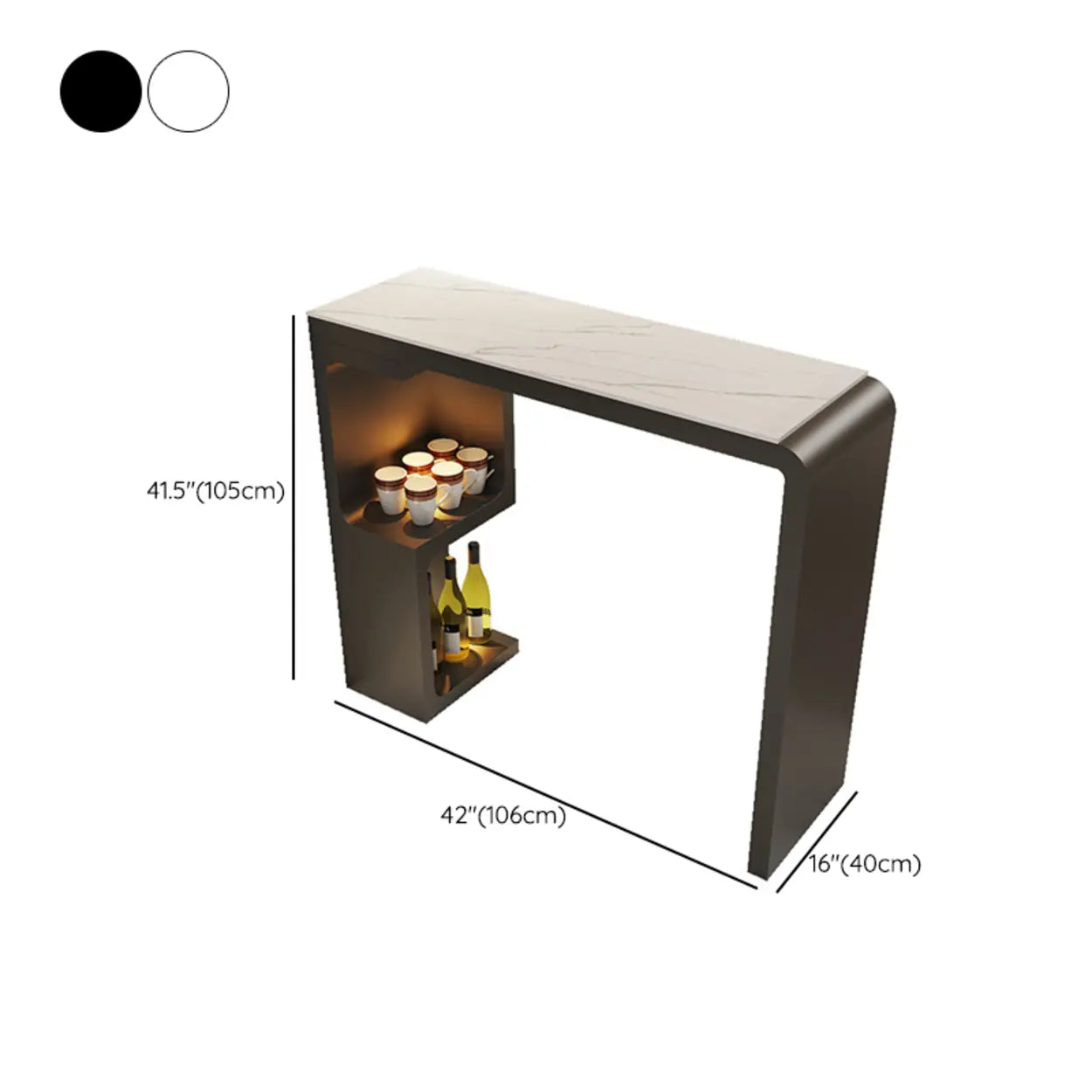 White Rectangle Marble Engineered Wood Console Bar Table