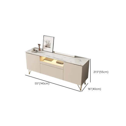 White Rectangular Open Storage Stone TV Stand