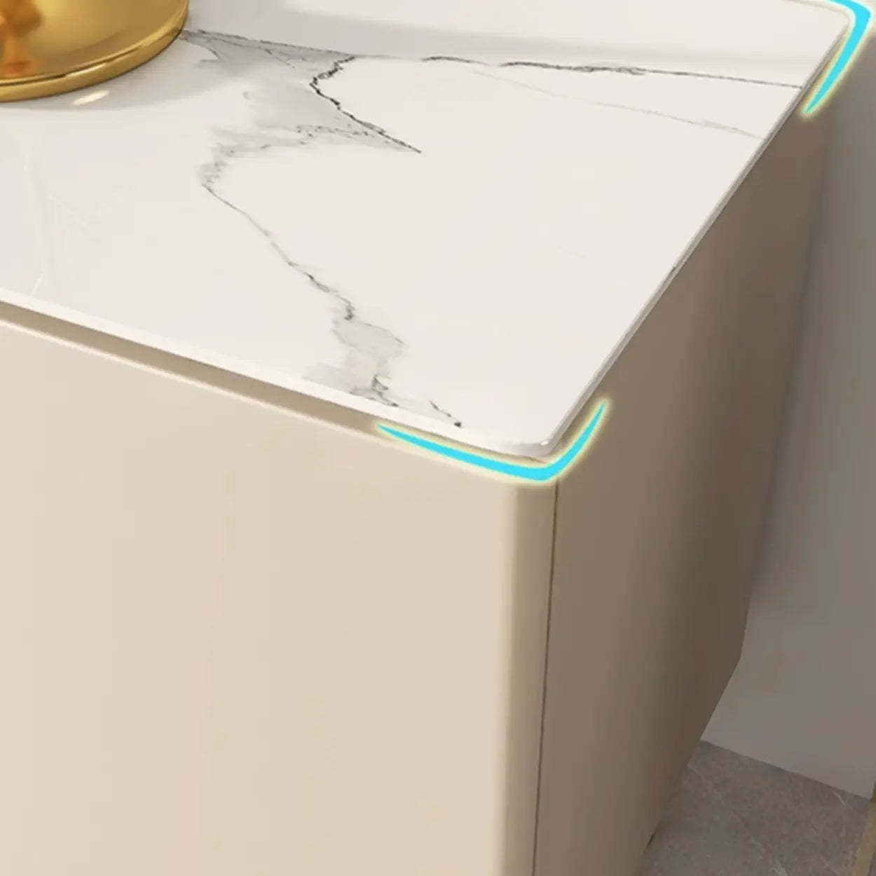 White Rectangular Open Storage Stone TV Stand