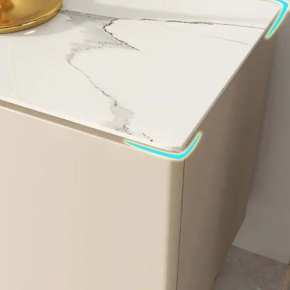 White Rectangular Open Storage Stone TV Stand