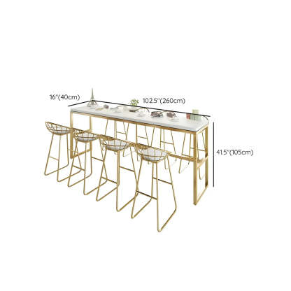 Large White Rectangular Rock Slab Bar Table with Footrest