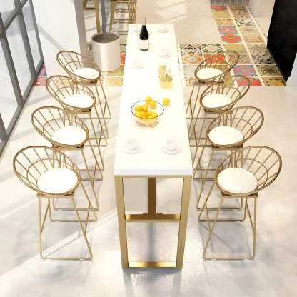 Large White Rectangular Rock Slab Bar Table with Footrest — Table Only
