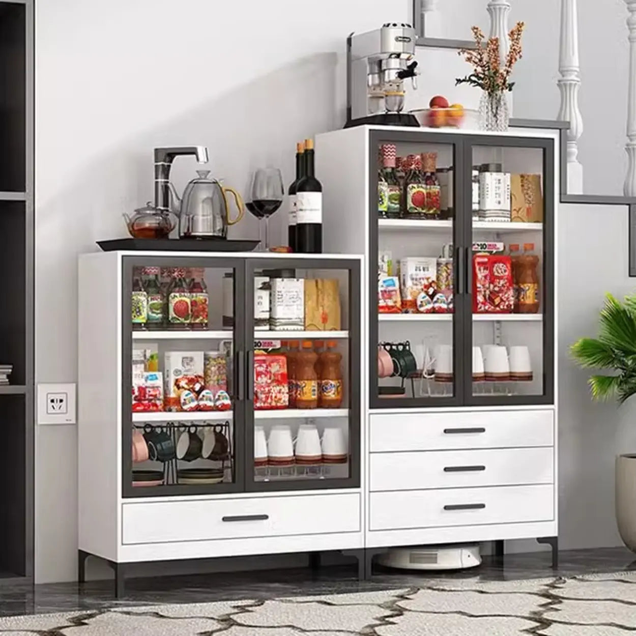 White Rectangle Steel Accent Display Cabinet