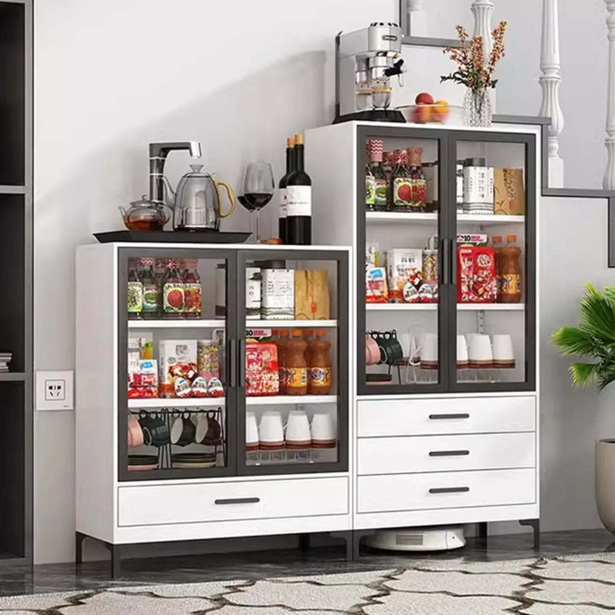 White Rectangle Steel Accent Display Cabinet
