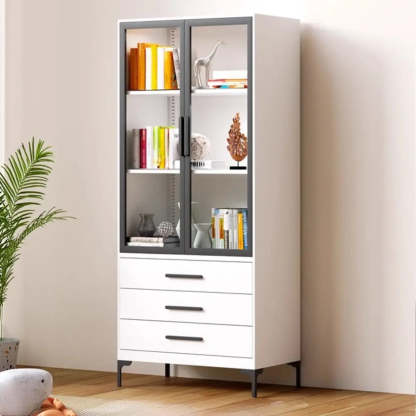 White Rectangle Steel Accent Display Cabinet