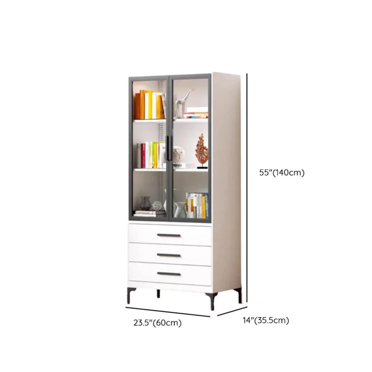 White Rectangle Steel Accent Display Cabinet