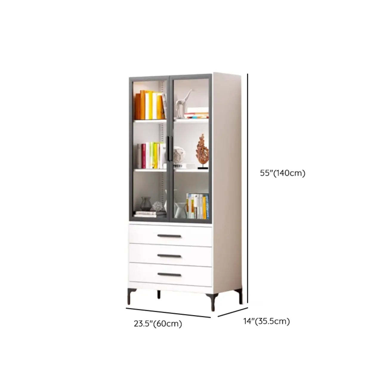 White Rectangle Steel Accent Display Cabinet