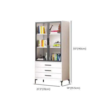White Rectangle Steel Accent Display Cabinet