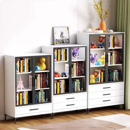 White Rectangle Steel Accent Display Cabinet