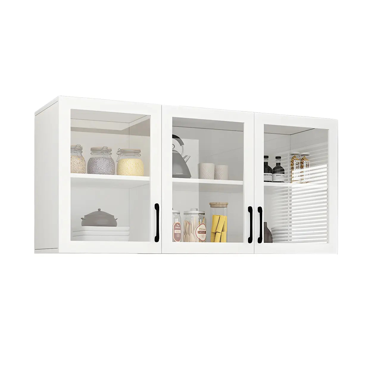 White Rectangular Wall-Mount Kitchen China Cabinet