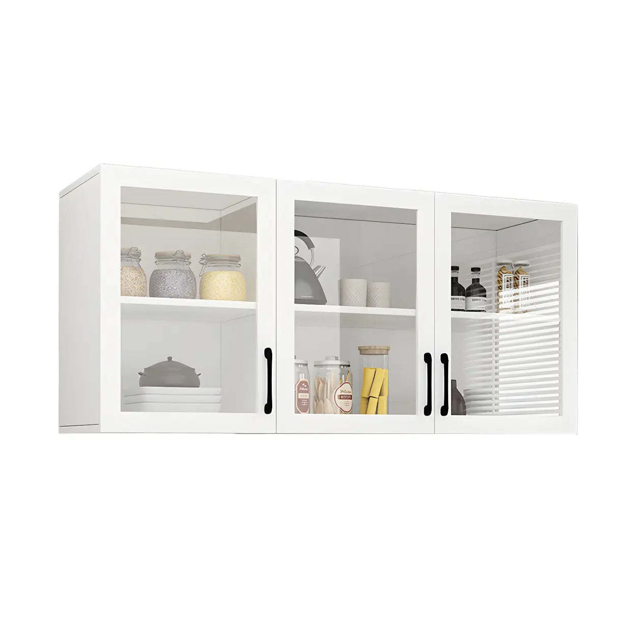 White Rectangular Wall-Mount Kitchen China Cabinet
