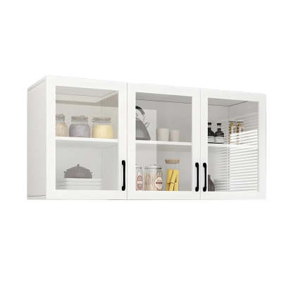 White Rectangular Wall-Mount Kitchen China Cabinet