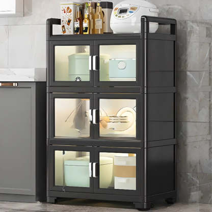 White Metal Kitchen China Cabinet — White