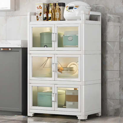 White Metal Kitchen China Cabinet