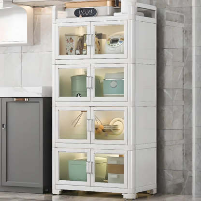 White Metal Kitchen China Cabinet