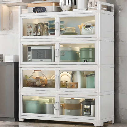 White Metal Kitchen China Cabinet