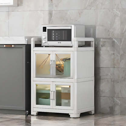 White Metal Kitchen China Cabinet