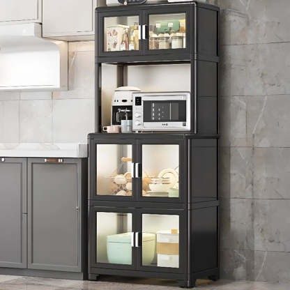 White Metal Kitchen China Cabinet — White