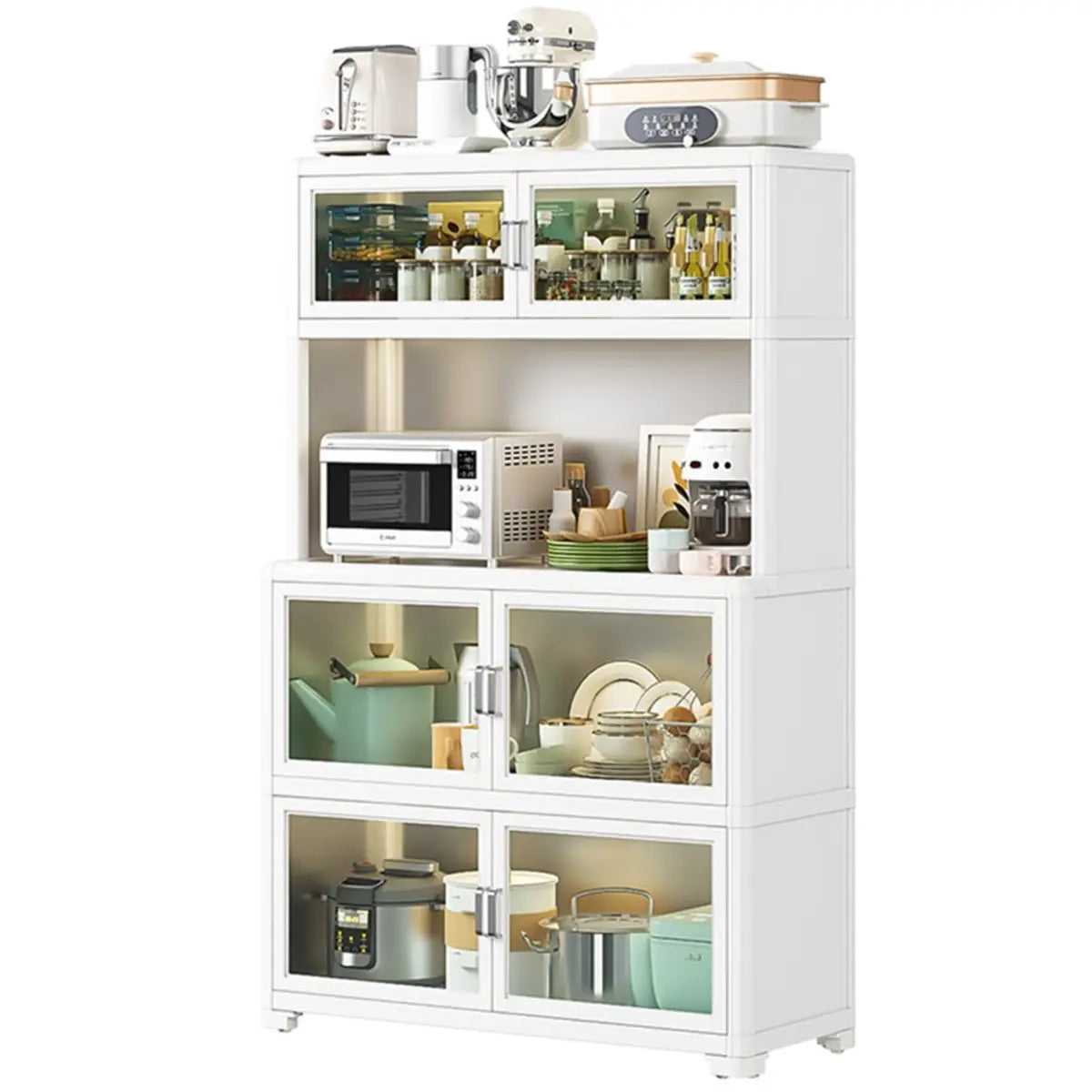 White Metal Kitchen China Cabinet — Black