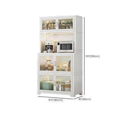 White Metal Kitchen China Cabinet