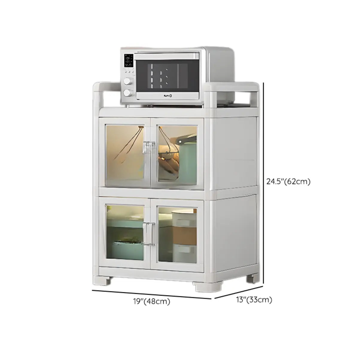 White Metal Kitchen China Cabinet
