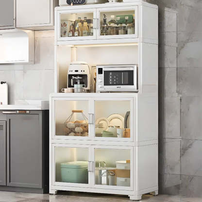 White Metal Kitchen China Cabinet — White