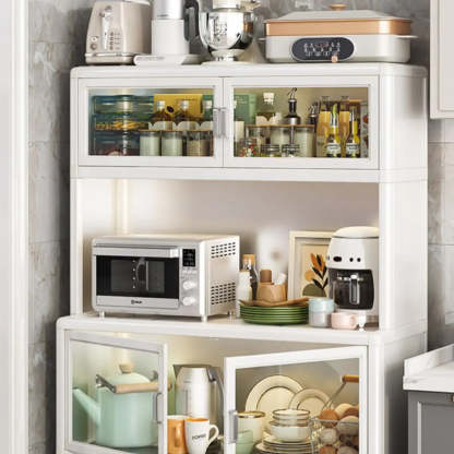 White Metal Kitchen China Cabinet — White
