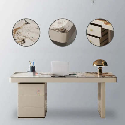 White Rectangular Stone Writing Desk