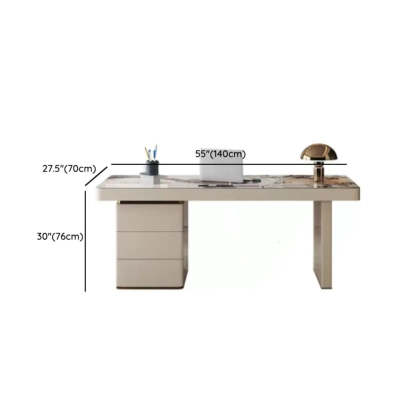 White Rectangular Stone Writing Desk