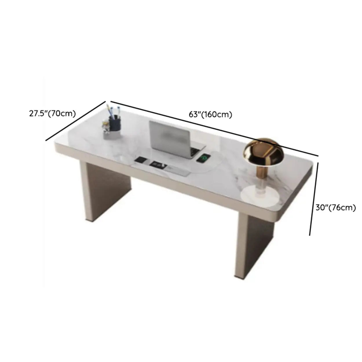 White Rectangular Stone Writing Desk