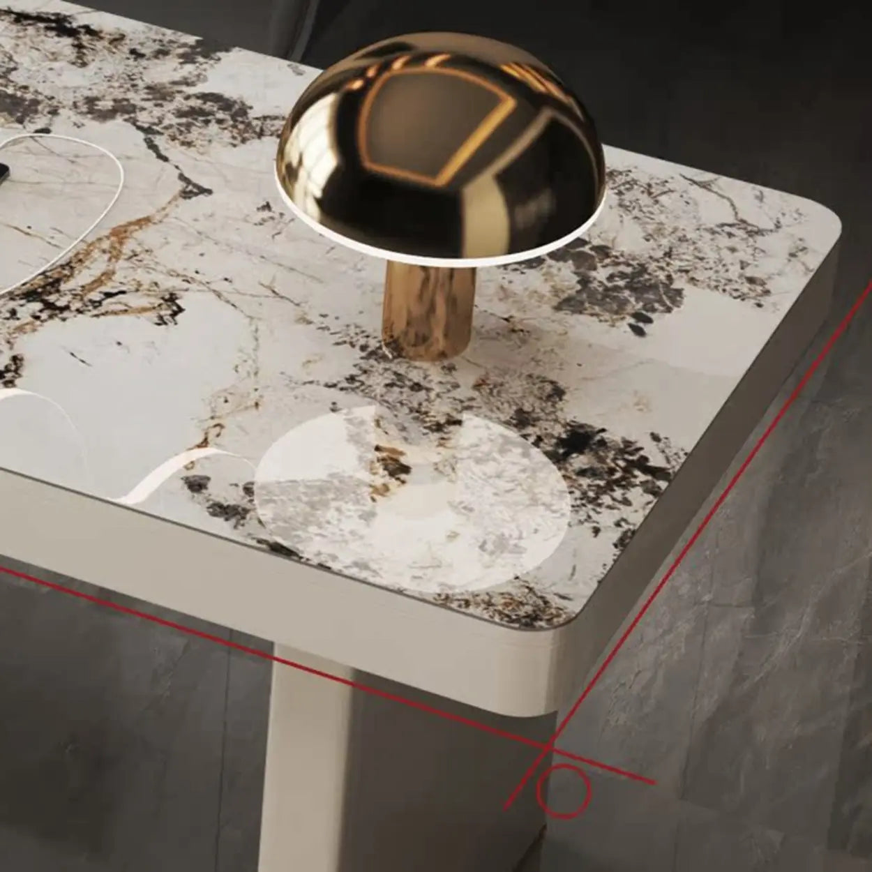 White Rectangular Stone Writing Desk — Drawers / Table Only