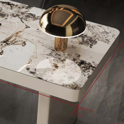 White Rectangular Stone Writing Desk — Drawers / Table Only