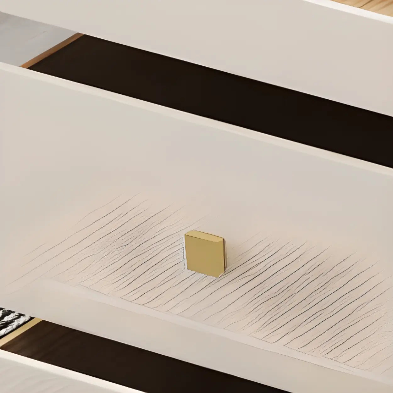 White Rectangular Stone Writing Desk — Without Drawers / Table Only