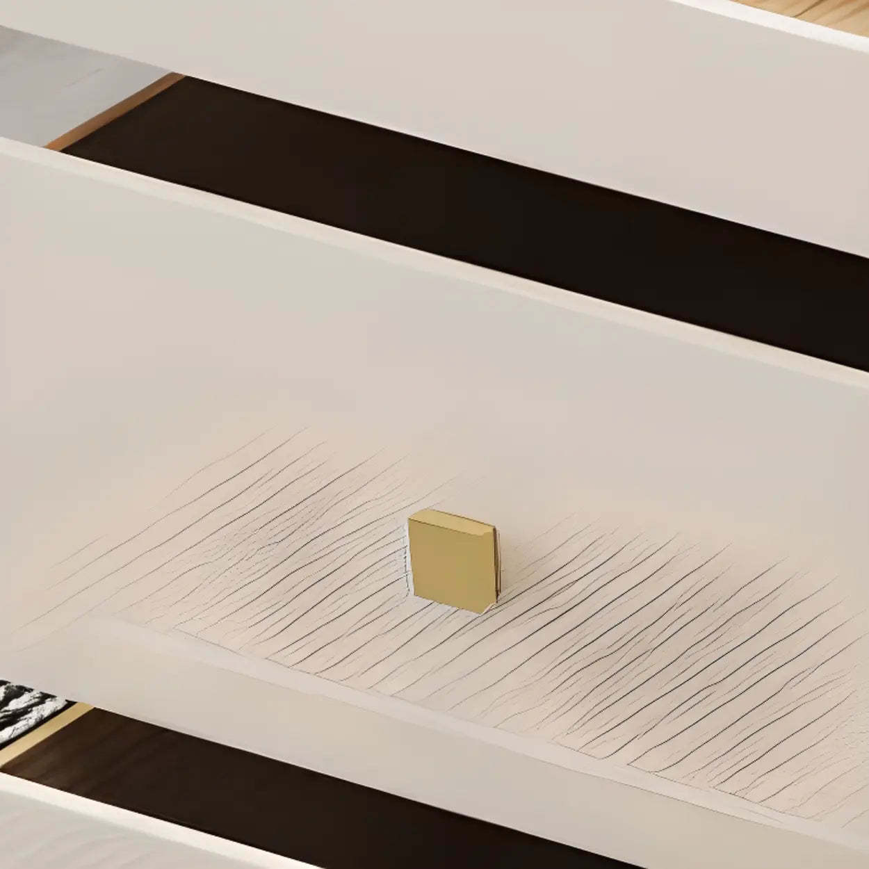 White Rectangular Stone Writing Desk — Without Drawers / Table Only